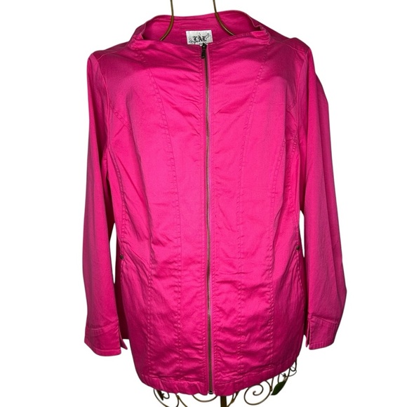 Live a Little Women's Pink Utility Zip Up Jacket - Size 1X PLUS - Picture 1 of 7